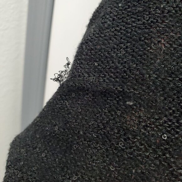 Ann Taylor LOFT Women's Black Mesh Knit Sequin Dolman Sleeve Pullover Sweater XS - Picture 7 of 8